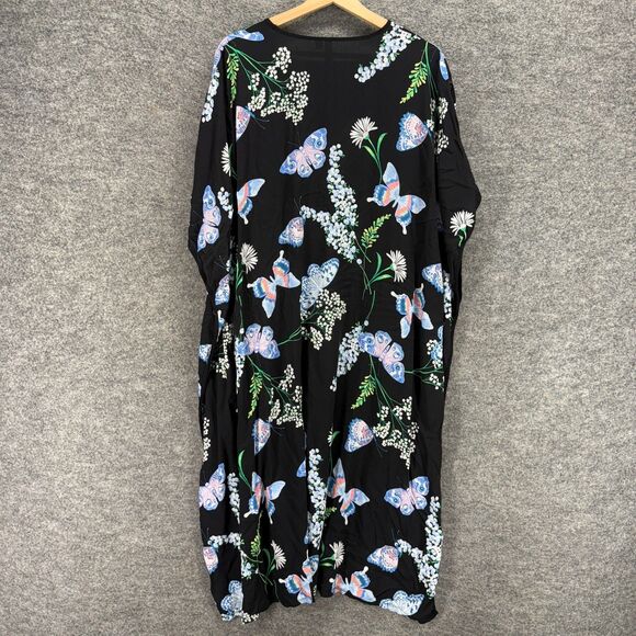 Joyspun Dress Women XL Black Floral Shift Short V-Neck Short Sleeve Casual - Picture 2 of 7